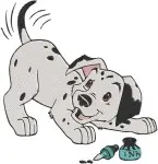 Disney 101 Dalmatians Winter Pups Sledding Fun Group Play Red Scarf Puppies Set - Filled Embroidery Design - 133