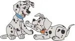 Disney 101 Dalmatians Winter Pups Sledding Fun Group Play Red Scarf Puppies Set - Filled Embroidery Design - 134
