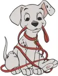 Disney 101 Dalmatians Winter Pups Sledding Fun Group Play Red Scarf Puppies Set - Filled Embroidery Design - 135