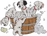 Disney 101 Dalmatians Puppies Bath Time Fun Splashing Pups Soapy Wash - Filled Embroidery Design - 14