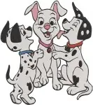 Disney 101 Dalmatians Puppies Star Ball Playtime Group Watching Tv Mischief - Filled Embroidery Design - 143