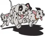 Disney 101 Dalmatians Sooty Puppies Disguise Playing Ball Pups In Basket Laundry - Filled Embroidery Design - 145