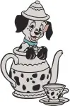 Disney 101 Dalmatians Sooty Puppies Disguise Playing Ball Pups In Basket Laundry - Filled Embroidery Design - 146