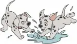 Disney 101 Dalmatians Puppy Adventures Hiding In Boot Tv Time Bath Fun Splashing Designs - Filled Embroidery Design - 152