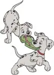 Disney 101 Dalmatians Pongo Perdita With Puppies Family Running Pups Group Play - Filled Embroidery Design - 153