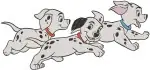 Disney 101 Dalmatians Pongo Perdita With Puppies Family Running Pups Group Play - Filled Embroidery Design - 154