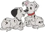 Disney 101 Dalmatians Pongo Perdita With Puppies Family Running Pups Group Play - Filled Embroidery Design - 155