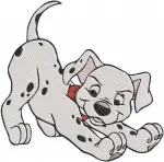 Disney 101 Dalmatians Individual Puppy Poses Blue Red Collars Sitting Alert - Filled Embroidery Design - 170