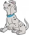 Disney 101 Dalmatians Individual Puppy Poses Blue Red Collars Sitting Alert - Filled Embroidery Design - 171