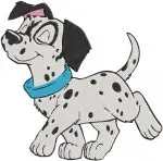 Disney 101 Dalmatians Individual Puppy Poses Blue Red Collars Sitting Alert - Filled Embroidery Design - 172