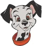 Disney 101 Dalmatians Puppy Headshots Red Collar Pups Sitting Alert Adorable - Filled Embroidery Design - 178