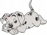 Disney 101 Dalmatians Puppies With Captain Parrot Animal Friends Interactions - Filled Embroidery Design - 189