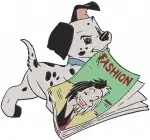 Disney 101 Dalmatians Captain Parrot Pongo Perdita Puppies Reading Book Storytime - Filled Embroidery Design - 194