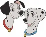 Disney 101 Dalmatians Pongo Perdita Affectionate Couple Nuzzling Loving Dogs Bundle - Filled Embroidery Design - 56