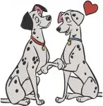 Disney 101 Dalmatians Pongo Perdita Family Moments Puppies Together Loving Set - Filled Embroidery Design - 57