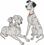 Disney 101 Dalmatians Pongo Perdita Family Moments Puppies Together Loving Set - Filled Embroidery Design - 59