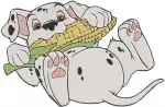 Disney 101 Dalmatians Roger Radcliffe Puppies Corn Cozy Home Scenes Man And Pups - Filled Embroidery Design - 68
