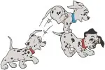 Disney 101 Dalmatians Puppies Escaping Adventure Sled Ride Group Action - Filled Embroidery Design - 74