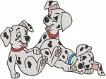 Disney 101 Dalmatians Puppies Escaping Adventure Sled Ride Group Action - Filled Embroidery Design - 75