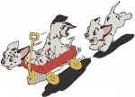 Disney 101 Dalmatians Puppies Escaping Adventure Sled Ride Group Action - Filled Embroidery Design - 76
