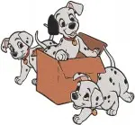 Disney 101 Dalmatians Puppies In Box Moving Day Pups Group Hiding Place Bundle - Filled Embroidery Design - 79