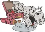 Disney 101 Dalmatians Mischievous Puppies Painting Mess Tv Time Trouble Set - Filled Embroidery Design - 81