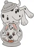 Disney 101 Dalmatians Sooty Puppies Disguise Snow Globe Pup Clever Escape - Filled Embroidery Design - 90