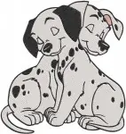 Disney 101 Dalmatians Pongo Perdita Playing With Puppies Family Fun Interaction Designs - Filled Embroidery Design - 93