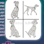 Disney 101 Dalmatians Pongo Perdita Adult Dogs Elegant Poses Sitting Standing - Filled Embroidery Design - Instant Download
