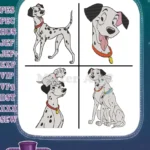 Disney 101 Dalmatians Pongo Perdita With Puppy Playful Pup Tongue Out Family - Filled Embroidery Design - Instant Download
