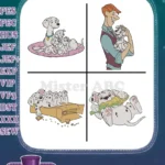 Disney 101 Dalmatians Roger Radcliffe Puppies Corn Cozy Home Scenes Man And Pups - Filled Embroidery Design - Instant Download