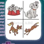 Disney 101 Dalmatians Puppies In Bed Sergeant Tibbs Cat Character Escape Plan Designs - Filled Embroidery Design - Instant Download