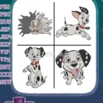 Disney 101 Dalmatians Cruella Furious Face Patch Lucky Puppies Set - Filled Embroidery Design - Instant Download