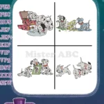Disney 101 Dalmatians Mischievous Puppies Painting Mess Tv Time Trouble Set - Filled Embroidery Design - Instant Download