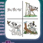 Disney 101 Dalmatians Puppies Playing Outdoors Butterfly Construction Fun - Filled Embroidery Design - Instant Download