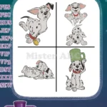 Disney 101 Dalmatians Sleeping Puppies Adult Dog With Pup On Head Hat - Filled Embroidery Design - Instant Download