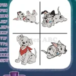 Disney 101 Dalmatians Playful Puppies Rolling Over Scarf Accessory Cute Pups Bundle - Filled Embroidery Design - Instant Download