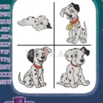 Disney 101 Dalmatians Sleeping Adult Dalmatians Pongo Perdita Resting Puppy - Filled Embroidery Design - Instant Download