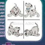 Disney 101 Dalmatians Puppies Playing With Toy Ball Rolling Fun Active Pups Bundle - Filled Embroidery Design - Instant Download