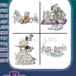 Disney 101 Dalmatians Puppy Adventures Hiding In Boot Tv Time Bath Fun Splashing Designs - Filled Embroidery Design - Instant Download