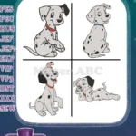 Disney 101 Dalmatians Assorted Puppy Poses Sitting Lying Pongo Perdita Style Designs - Filled Embroidery Design - Instant Download