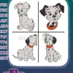 Disney 101 Dalmatians Puppy Headshots Red Collar Pups Sitting Alert Adorable - Filled Embroidery Design - Instant Download