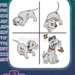 Disney 101 Dalmatians Curious Puppies Looking Down Chasing Butterflies Nature Bundle - Filled Embroidery Design - Instant Download