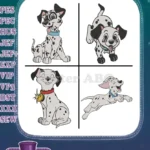 Disney 101 Dalmatians Energetic Puppies Jumping Playing Sitting Alert Pups Set - Filled Embroidery Design - Instant Download