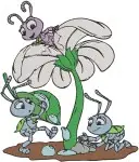 Disney A Bugs Life Flik Atta Dot Hopper Snail Ride Colony Character Scenes Set - Filled Embroidery Design - 207