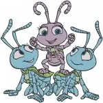 Disney A Bugs Life Flik Atta Dot Hopper Snail Ride Colony Character Scenes Set - Filled Embroidery Design - 208