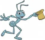 Disney A Bugs Life Flik The Inventor Ant Poses Working Thinking Water Drop Idea - Filled Embroidery Design - 217