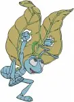 Disney A Bugs Life Flik Ant Using Leaves Gliding Shielding Flying Invention Set - Filled Embroidery Design - 227