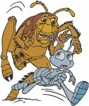 Disney A Bugs Life Flik With Atta Hopper Molt Interactions Confrontation Romance - Filled Embroidery Design - 237