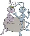 Disney A Bugs Life Princess Atta And Flik Royal Ant Couple Love Poses Together - Filled Embroidery Design - 239